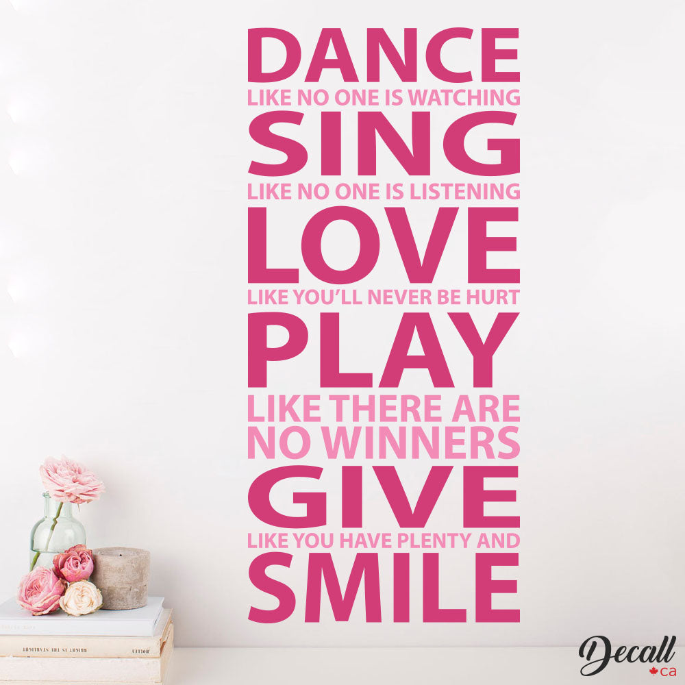 Dance Like No One is Watching - Wall Quote - Wall Decal - Wall Lettering - Wall-Decals - Decall.ca