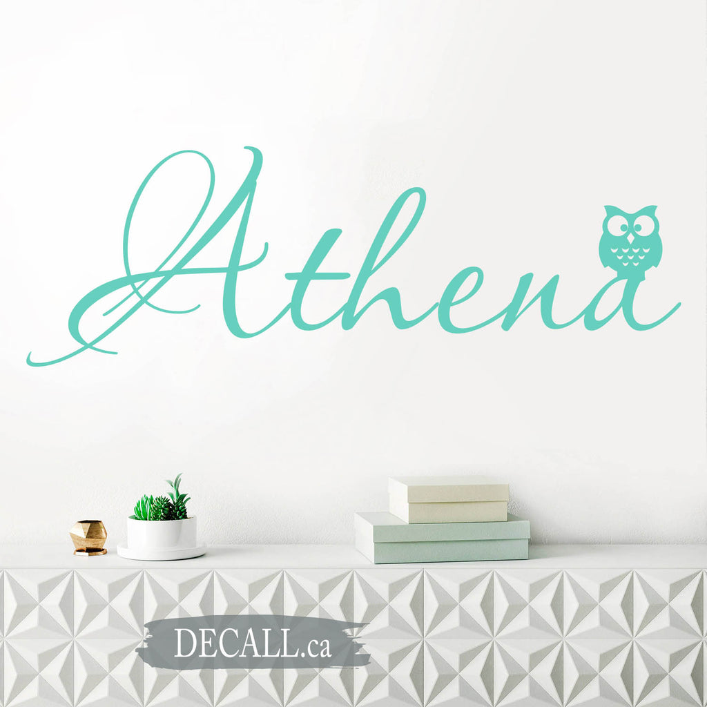 Personalized Girl Monogram Name Owl Bird Wall Decal D121