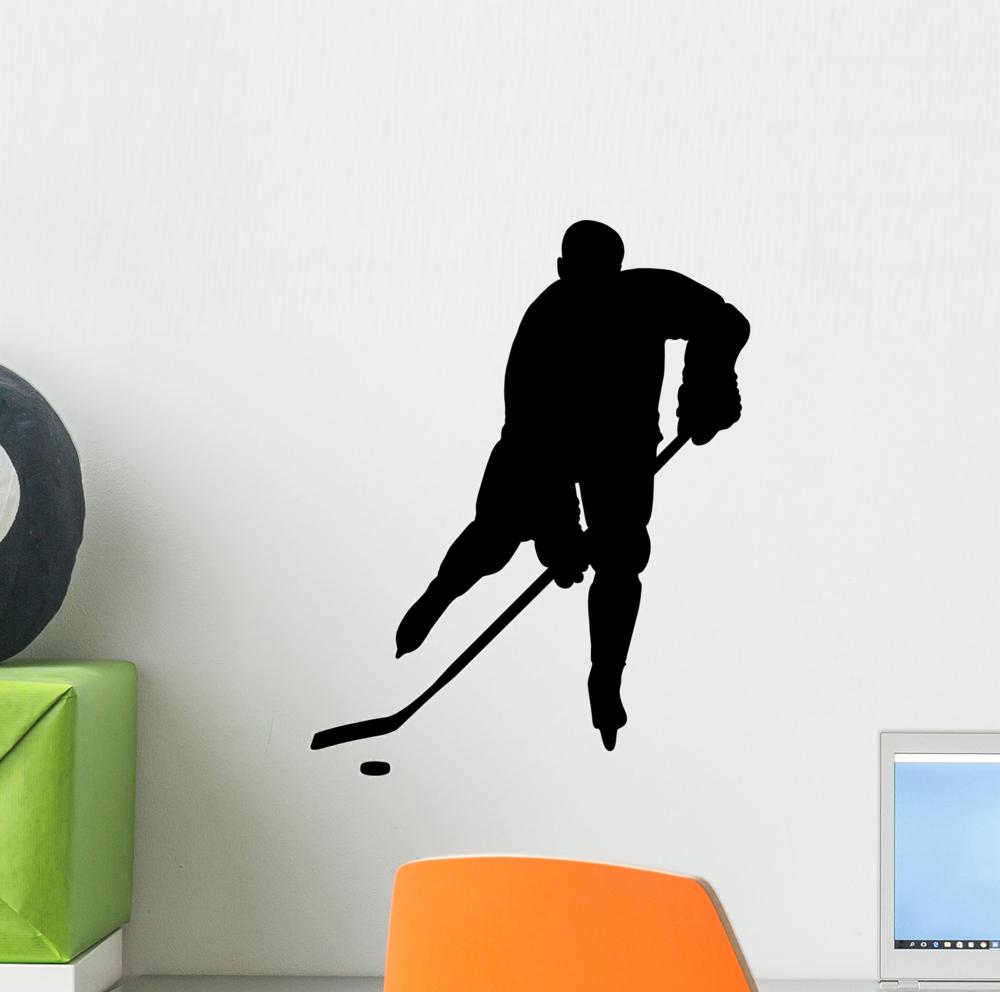 Hockey Player Silhouette Check Sports Wall Decal