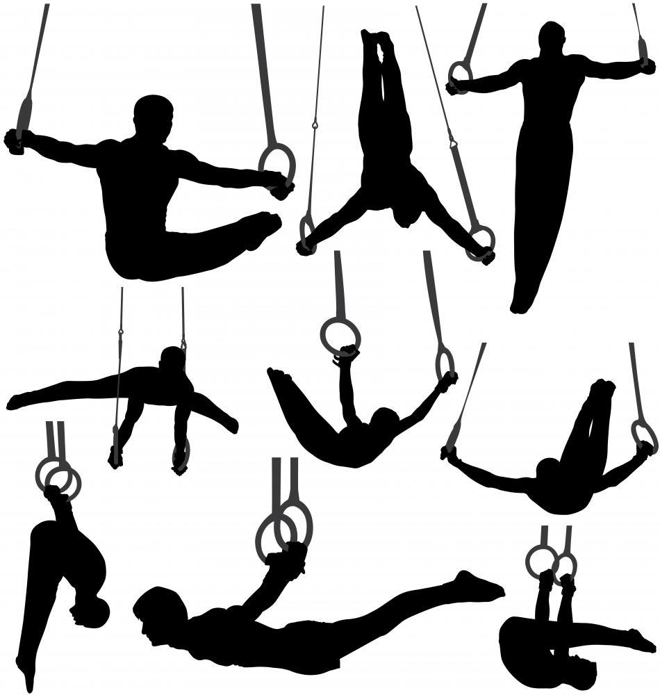 Silhouettes Gymnastics Rings Sports Wall Decals