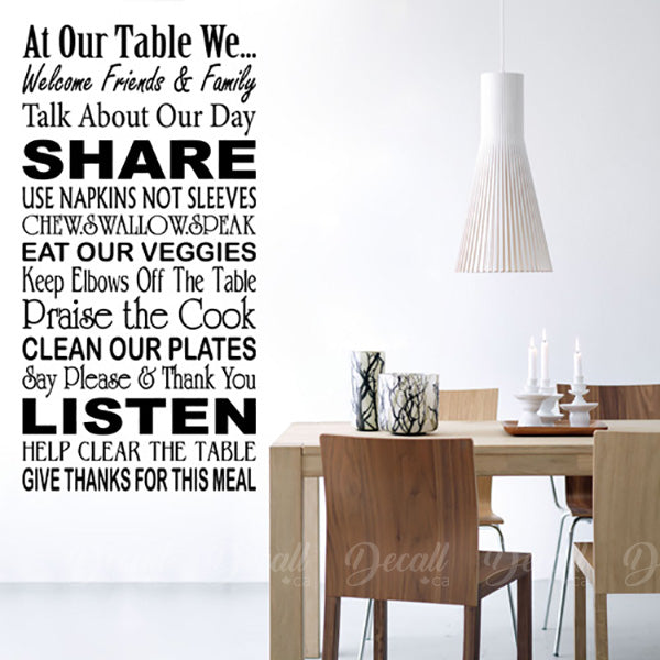 At Our Table - Wall Quotes Decals - Wall-Decals - Decall.ca