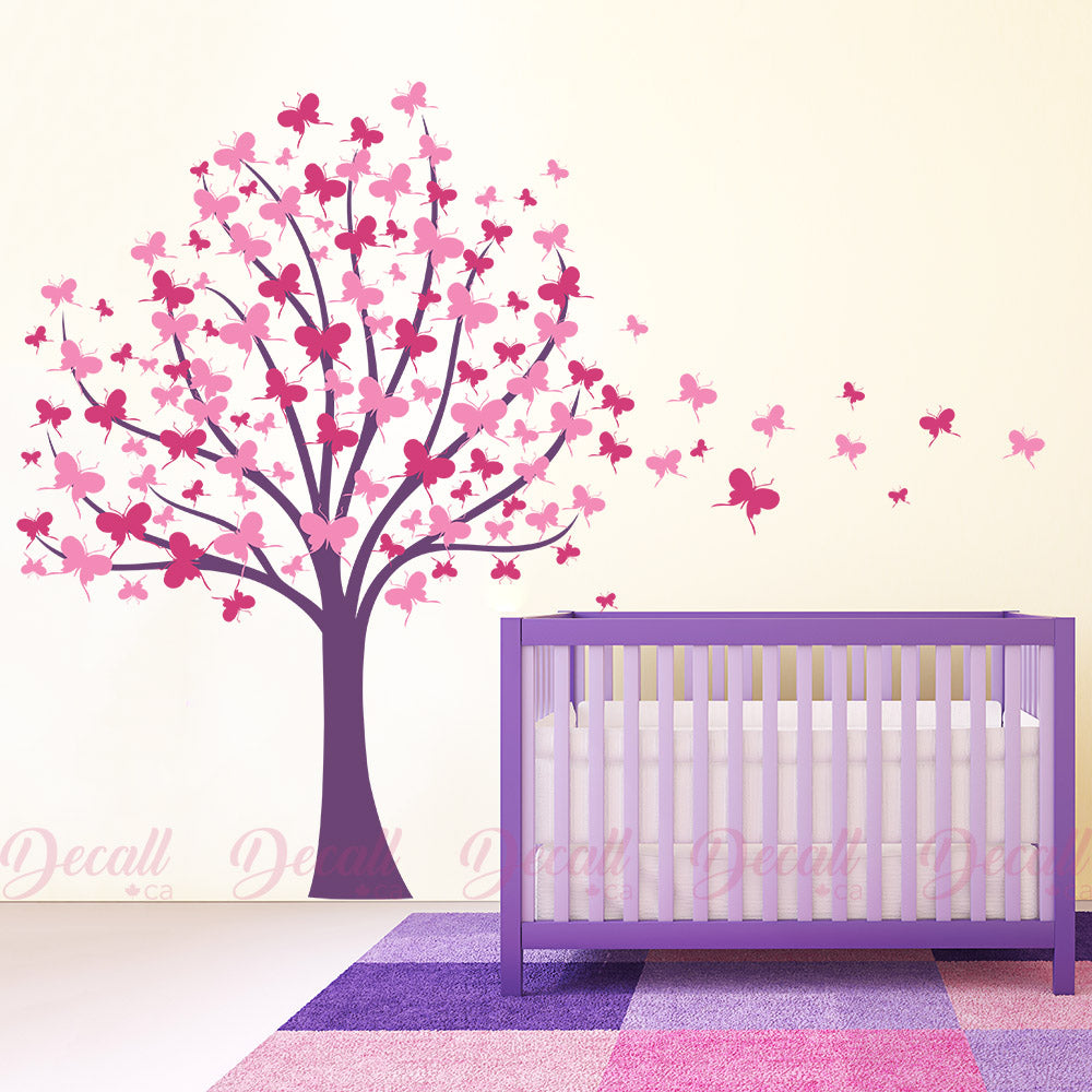 Butterfly Tree With Trailing Butterflies - Tree Wall Decal - Wall-Decals - Decall.ca