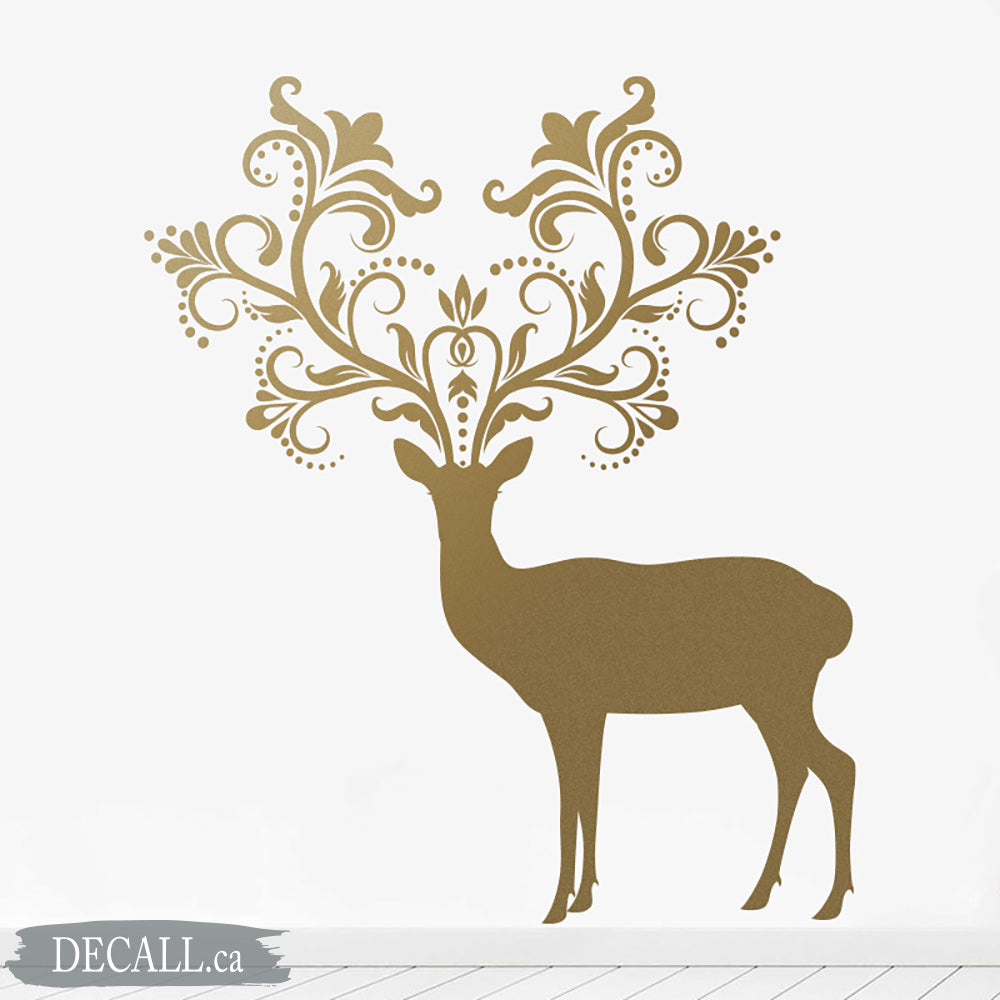 Caribou Deer with Patterned Horns - Animal Wall Decal S019