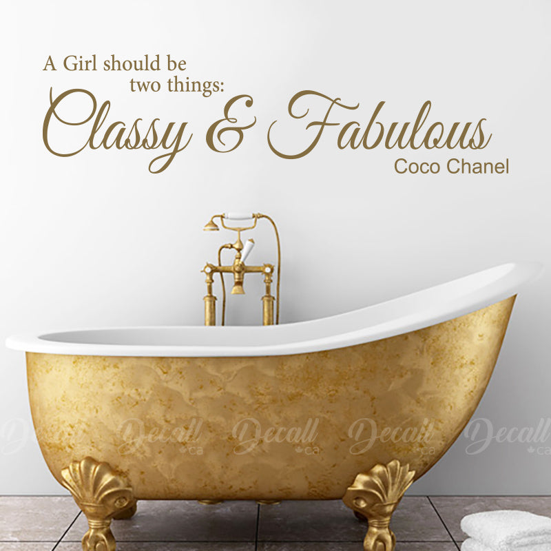 Classy Fabulous Girl - Coco Chanel - Wall Quotes Vinyl Wall Decals