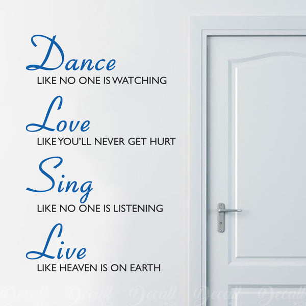 Dance Love Sing Live - Wall Quote - Wall-Decals - Decall.ca