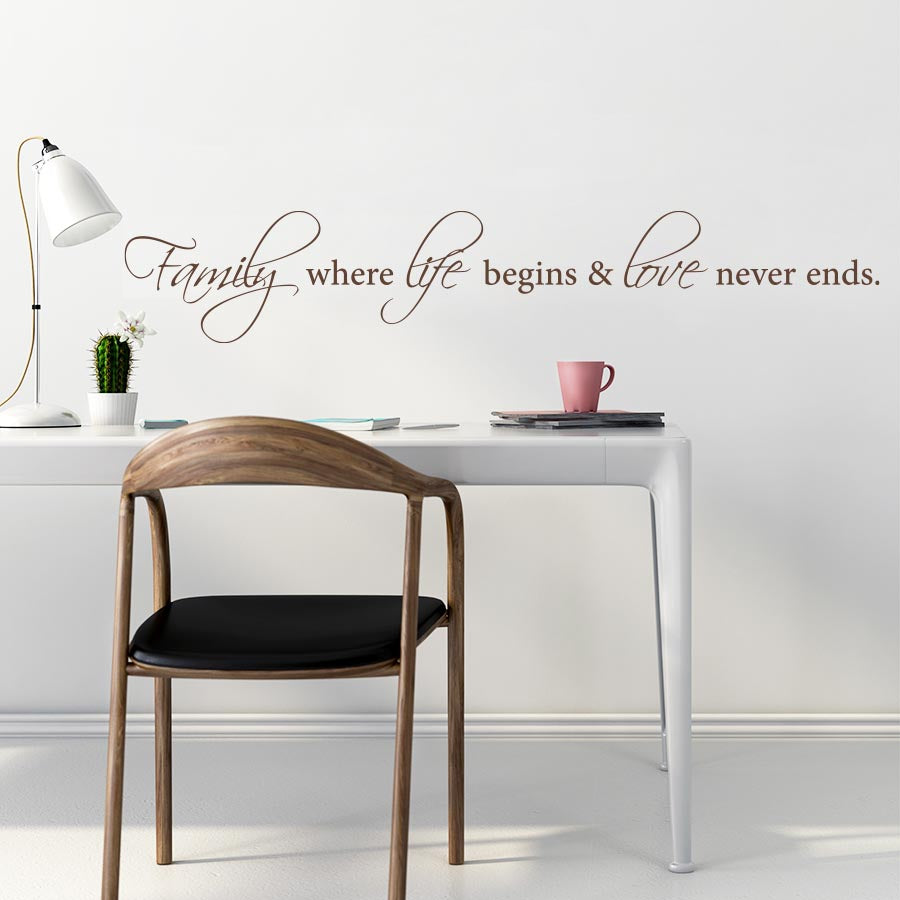 Family Where Life Begins And Love Never Ends - Wall Decal - Wall-Decals - Decall.ca