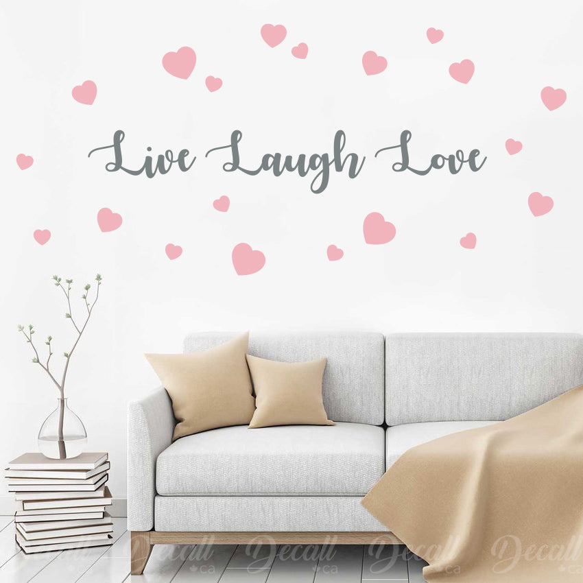 Live Laugh Love with Hearts - Wall Words - Wall-Decals - Decall.ca