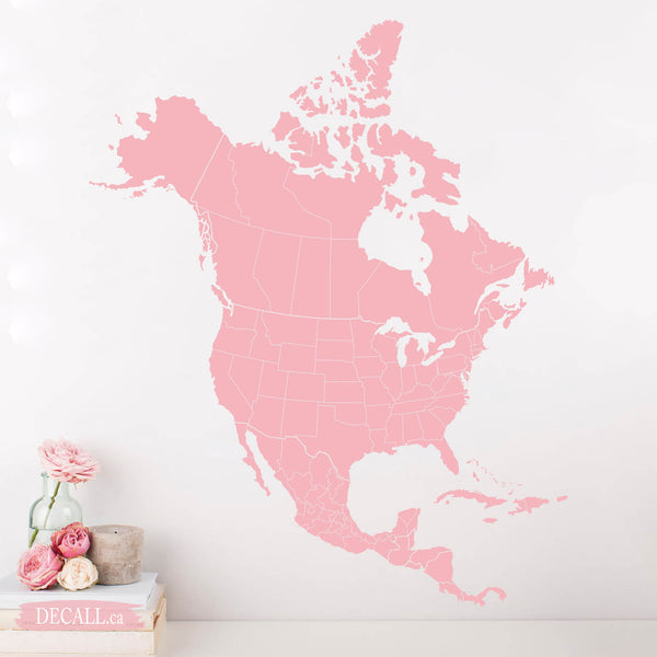 Map of North America Map Wall Decal
