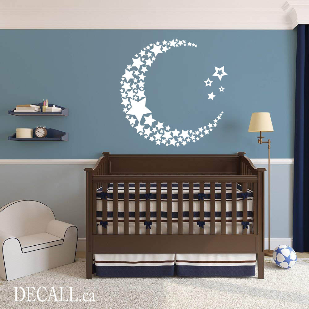Moon and Stars Wall Decal - Baby Bedroom Nursery Decor D087
