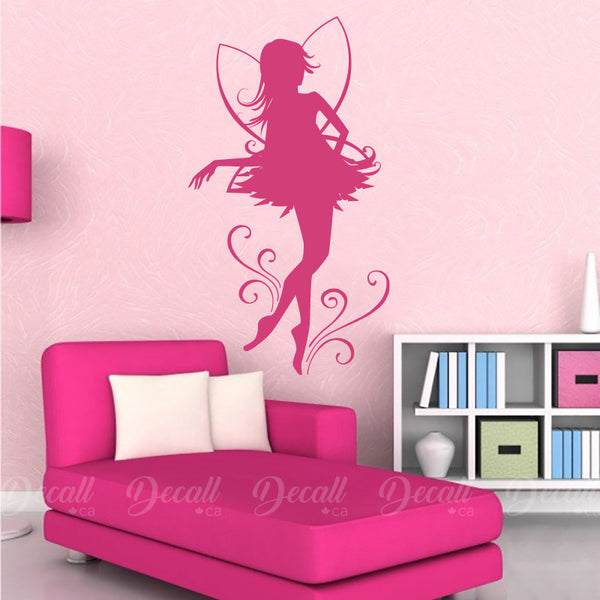 Nursery: Pink Fairies Collection - Removable Wall Adhesive Wall Decal 3 Wall Decals 26W x 30H