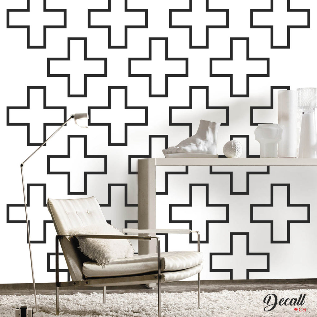 Removable Hollow Swiss Cross Outline Vinyl Wall Decals