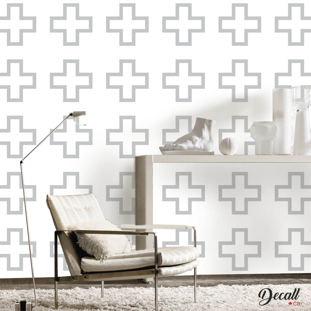 Hollow Swiss Cross Outline Removable Vinyl Wall Decals