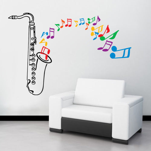 Saxophone with Musical Notes Shooting Out - Wall Decal - Wall-Decals - Decall.ca