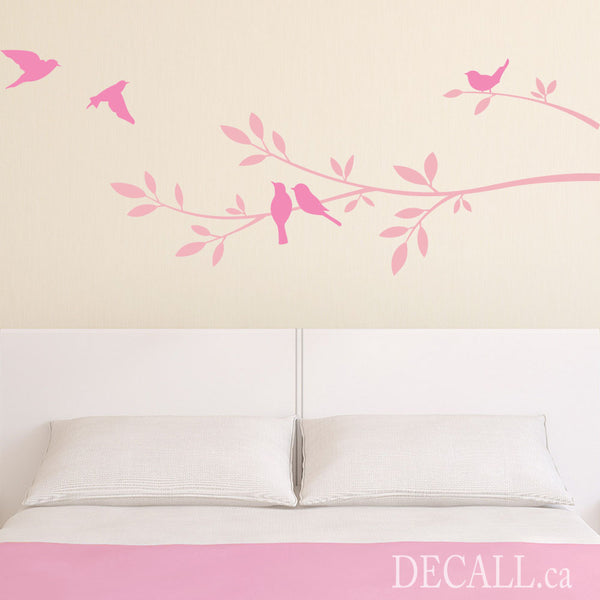 Tree Branch and Birds Vinyl Wall Decal A484