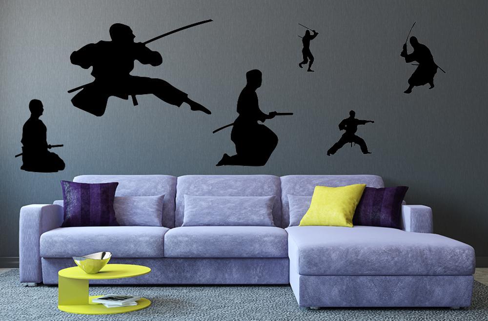 Assorted Ninja Silhouettes Sports Boys Wall Decals