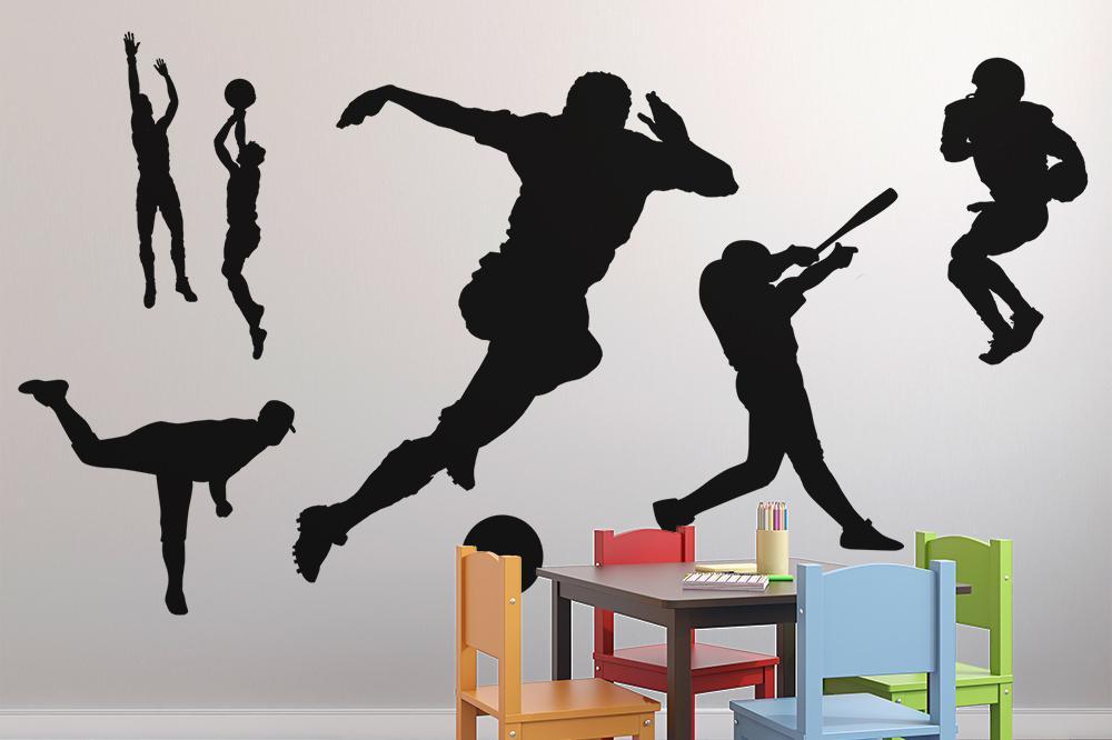 Black Assorted Sports Silhouettes Sports Wall Decals