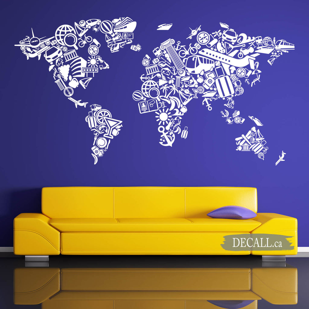World Map of Tourism Travel Wall Decal